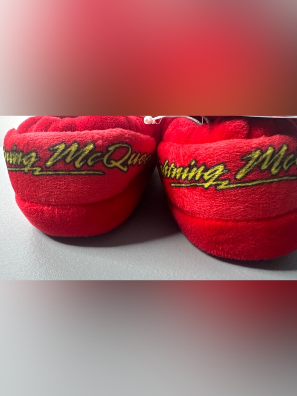 Disney Pixar Cars lightning mcqueen Red Plush Kids Slippers grip sole cozy warm - Picture 3 of 5